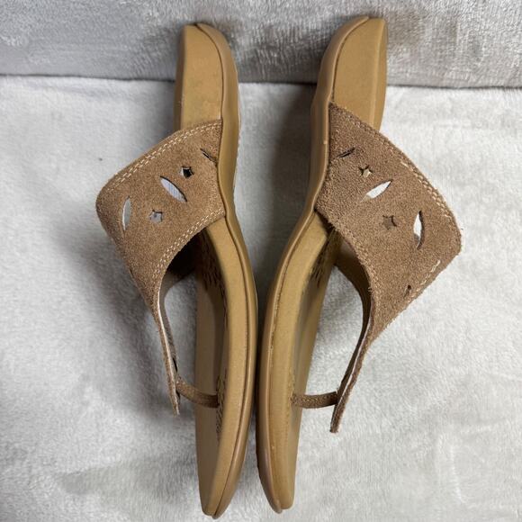 Sole Comfort NEW Womens Sandals Flip Flops Thongs Size 8 Brown Leather Suede - Picture 5 of 10